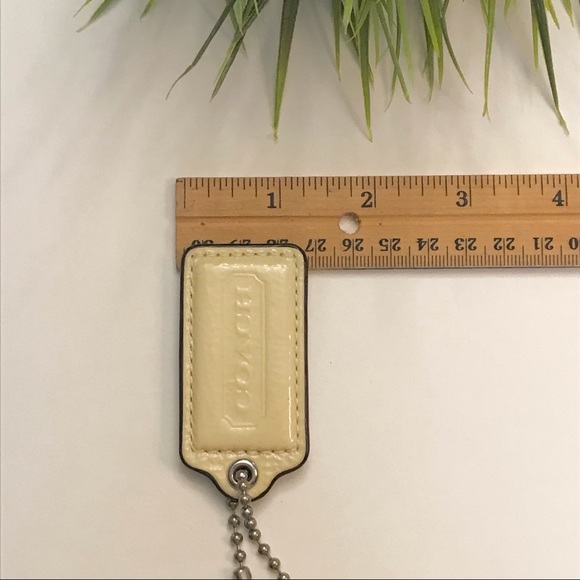 Large 2.5” COACH Yellow Patent Leather Hanging Tag Keychain FOB Bag Charm - Picture 4 of 4